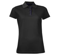 SOLS Womens/Ladies Performer Short Sleeve Pique Polo Shirt (Black) - Size Medium