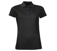 (2XL, Black) SOLS Womens/Ladies Performer Short Sleeve Pique Polo Shirt
