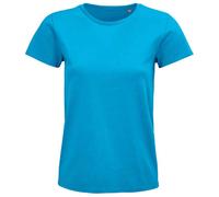 SOLS Womens/Ladies Pioneer Organic T-Shirt (Aqua) - Blue Cotton - Size Small