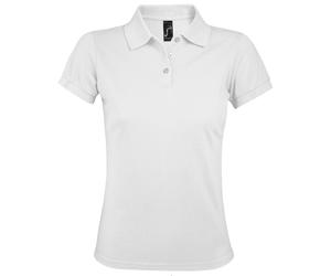 SOLS Womens/Ladies Prime Pique Polo Shirt (White) - Size Medium