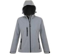 SOLS Womens/Ladies Replay Hooded Soft Shell Jacket (Breathable, Windproof And Water Resistant) (Grey Marl) - Size Small