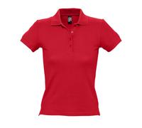 SOLS Womens/Ladies People Pique Short Sleeve Cotton Polo Shirt (Red) - Size X-Large
