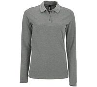 SOL'S Womens Perfect Long Sleeve Piqué Polo Shirt Grey Marl 3XL