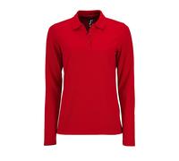 (2XL, Red) SOLS Womens/Ladies Perfect Long Sleeve Pique Polo Shirt