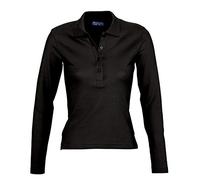 SOL'S Womens Podium Long Sleeve Cotton Pique Polo Shirt Black L