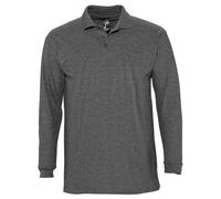 SOL'S Women's Winter II Melange Long-Sleeved Polo Shirt in Charcoal | Size: Medium SOL'S Charcoal M