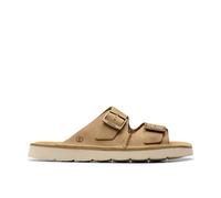 Solsbury Strap Dark Sand Leather Flat Sandals Clarks Beige 7-Standard Fit