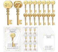 Solsew 20 Sets Employee Appreciation Gifts Bulk Key Shape Lapel Pins Inspirational Cards Organza Bags for Team Appreciation Building Recognition Gifts for Office Soccer Baseball Team (Difference)