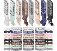 Solsew 48 Pcs Bible Verses Hair Ties Christian Elastic Knotted Ponytail Holder for Women, Bible Stretch Elastic Hand Rope Hairbands for Christians and Bible Lovers