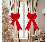 Solsew Christmas Decorations 2 Pcs Velvet Bow Curtain Tiebacks Bow Drapery Holdbacks Tie Rope for Holiday Christmas Indoor Home Decor, Burgundy Red
