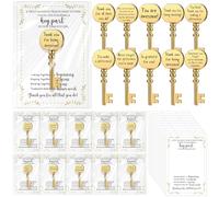 Solsew Employee Appreciation Gifts Bulk Key Shape Lapel Pins Inspirational Cards OPP Bags for Team Appreciation Building Recognition Gifts for Office Team Employee Teacher, 2.36 x 3.54 inches/ 6 x 9