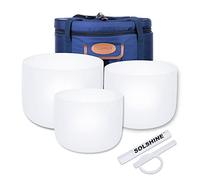 SOLSHINE Crystal Singing Bowls Set 8" 10" E, G, F, Chakra Tuned with Singing Bowl Mallets, Suede Bats and O Rings