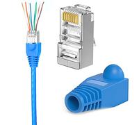 Solsop RJ45 Connectors Shielded for 24-26AWG Network Cable, Cat6 Pass Through Connector, 50PCS Cat5e Cat6 Connectors + 50PCS RJ45 Boots Cover