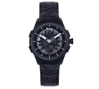 Reign Solstice Automatic Leather-Band Skeleton Watch - Black