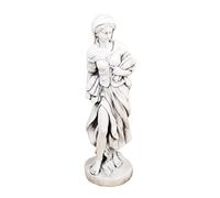 Solstice Sculptures Annie in Autumn Garden Statue, Fibre-Clay, White Stone Effect, 84cm