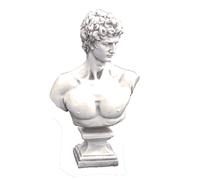 SOLSTICE SCULPTURES David Bust Garden Statue, Fibre-Clay, White Stone Effect, 59cm