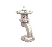 SOLSTICE SCULPTURES Pagoda Garden Statue, Fibre-Clay, Antique Stone, 59cm