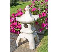 Solstice Sculptures Pagoda Large Lantern Weathered Light Stone Effect Garden Ornament Stone