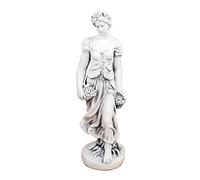 Solstice Sculptures Sally in Summer Garden Statue, Fibre-Clay, White Stone Effect, 84cm