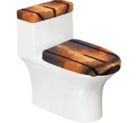 Solstice Wave Toilet Lid Cover Set - Elastic Smooth Fabric Dustproof Fashion Decorate Durable Easy to Clean