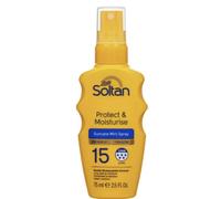 Soltan Protect & Moisturise Suncare Mini Spray SPF15 75ml - Medium Protection Sunscreen with 5-Star UVA Rating, Water Resistant & Moisturising Formula - Handy Travel Size Sun Spray