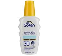 Soltan Sensitive & Sun Allergy Protect Sunscreen Spray, SPF 30, UVA Ultra, Fragrance Free, Water Resistant, 200ml