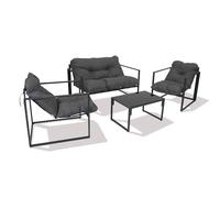 Solterra Four Piece Garden Furniture Set - Outdoor Sofa Set with Cushions - 2 Armchairs, 2-Seater Sofa & Coffee Table - Patio Furniture Set for Garden