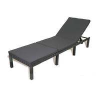 Solterra Garden Rattan Sunlounger with Adjustable Backrest in Grey Solterra Grey