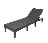 Solterra Rattan Sun Lounger with Cushion - Outdoor Garden Chair with 6 Position Adjustable Backrest - Rattan Sunbed for Patio, Decking & Poolside