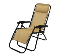 Solterra Zero Gravity Chair - Reclining Garden Sun Lounger with Headrest - Beige