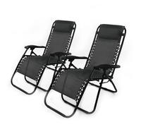 Solterra Zero Gravity Chair - Reclining Garden Sun Lounger with Headrest - Grey