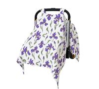 solTourne Muslin Baby Carseat Cover - Blue & White Plaid Infant Carrier Canopy, Soft & Breathable Car Seat Cover for Babies, Lightweight Sunshade for Summer, Universal Fit for Boys & Girls