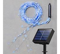 soltuus Solar Fairy String Lights Outside Blue, Multi Strand 180 LEDs Watering Can Light for Outdoor, Waterproof Solar Powered Waterfall Lights, Firefly Bunch Lights for Garden Décor