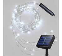 Soltuus Solar Powered Fairy Lights, 180 LEDs Multi Strand String Lights for Watering Can Outdoor, Waterproof Solar Waterfall Lights, Cool White Firefly Bunch Lights