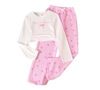 SoLu DAY8 Clothing Girls Set Age 8-13 Years Fall Winter Long Sleeve Top Pullover and Wide Leg Pants Tracksuit Girls Fashion Cute Comfy Casual School Jogging Athletic Sportswear (10-11 Years, White)