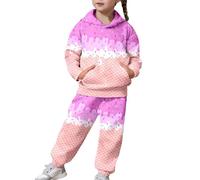 SoLu DAY8 Girls Kids Clothing Set Age 1-13 Years Pullover Hooded Sweatshirt and Trousers for Teens Girls Winter Cute Stretchy Comfy School Casual Athletic Tracksuit Sets (Purple, 6-7 Years)