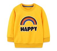 SoLu DAY8 Kids Boys Sweatshirt no Hood Age 2-8 Years Fashion Graphic Boys Crewneck Pullover Winter Long Sleeve Cute Cartoon Comfy School Casual Vacation Blouse Tee Shirts (Yellow, 4-5 Years)