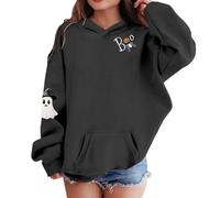 SoLu DAY8 Kids Halloween Hoodies Girls Age 1-14 Years Fashion Graphic Long Sleeve Winter Hooded Sweatshirt for Teenage Girls Comfort Baggy Cute Cartoon Casual Tops Blouse (Black, 9-10 Years)