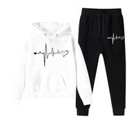 SoLu DAY8 Kids Winter Tracksuit Boys Age 3-12 Years Long Sleeve Pullover Sweatshirt Hoodie and Sweatpants Trouser Clothing Sets 2 Piece Child Kids Fall Casual Jogging Running (White, 11-12 Years)