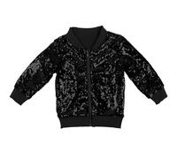 SoLu DAY8 Sequin Jacket Kids Girl Age 2-10 Years Tops Blouse Trendy Teenager Girls Shiny Coats Long Sleeve Zip Up Winter Cartoon Cute Comfy Casual Party Vacation Sweatshirt (Black, 7-8 Years)