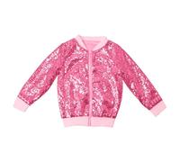 SoLu DAY8 Sequin Jacket Kids Girl Age 2-10 Years Tops Blouse Trendy Teenager Girls Shiny Coats Long Sleeve Zip Up Winter Cartoon Cute Comfy Casual Party Vacation Sweatshirt (6-7 Years)