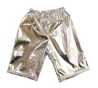 SoLu DAY8 Shorts Kids Girls Boys Age 1-15 Years Elastic Waist Shiny Metallic Ballet Dance Shorts Bottoms for Teen Boy Girl Sports Yoga Gymnastic Workout Athletic (Silver, 10-11 Years)