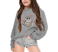 SoLu DAY8 Sweatshirt no Hood Kids Girls Age 3-14 Years Graphic Girls School Tops Crewneck Pullover Winter Long Sleeve Loose Funny Cartoon Cute Casual Athletic T-shirt Sweater (X-Grey, 13-14 Years)