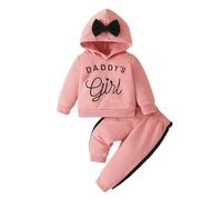 SoLu DAY8 Toddler Baby Clothing Girls Set Age 6-36 Months Daddy's Girl Winter Fall Long Sleeve Hooded Sweatshirt and Pants Tracksuit Girls Comfy Cute Fashion Casual Jogging Sportswear (9-12 Months)