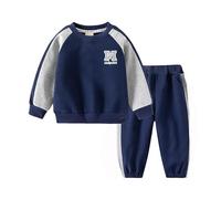 SoLu DAY8 Tracksuit Sets for Boys 1-7 Years Cartoon Cute Fall Winter Pant and Tops Pullover Sweatshirt Long Sleeve Set 2 Piece Outfit Child Kids Casual Jogging Running (Navy, 5-6 Years)