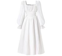 SoLu DAY8 Trendy Dresses for Kids Girls Long Sleeve Ruffle Pleated Comfortable Cute Classy Dance Party Casual Childrens Teens Dress (White, 9-10 Years)