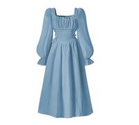 SoLu DAY8 Trendy Dresses for Kids Girls Long Sleeve Ruffle Pleated Comfortable Cute Classy DDance Party Casual Childrens Teens Dress (Blue, 10-11 Years)