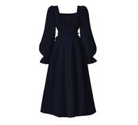 SoLu DAY8 Trendy Dresses for Kids Girls Long Sleeve Ruffle Pleated Comfortable Cute Classy DDance Party Casual Childrens Teens Dress (Navy, 8-9 Years)