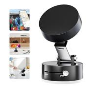 SOLUAME Magnetic Suction Phone Holder Easy to Operate and Carry Foldable Adjustable Vacuum Magnetic Phone Holder for Car/Bathroom/Gym/Kitchen Multi-scene Application (Black)