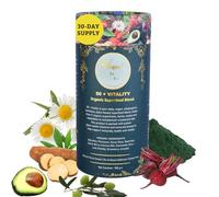 Soluble Fibre Powder & Organic Greens Blend with 50+ Plant-Based Vitamins & 11 Superfoods - Prebiotic Fibre for Gut Health, Bloat Relief & Detox - Inulin, Spirulina, Rosehip, Avocado - VeganIsUs